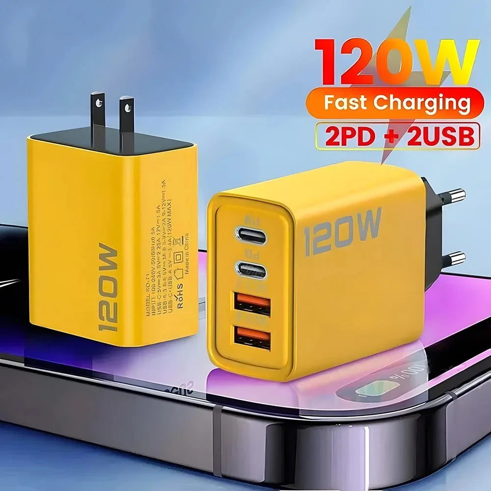 USB Type-C Charger 4 Ports – PD Fast Charging Adapter