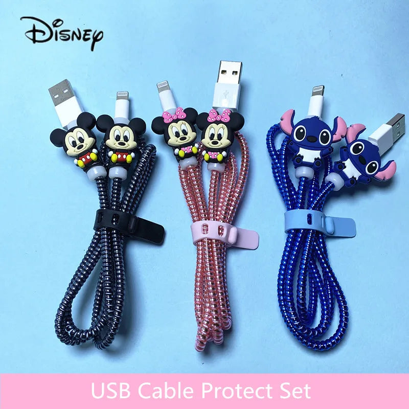 Cartoon Disney Cable Winder Set – USB Charger Cable Protector