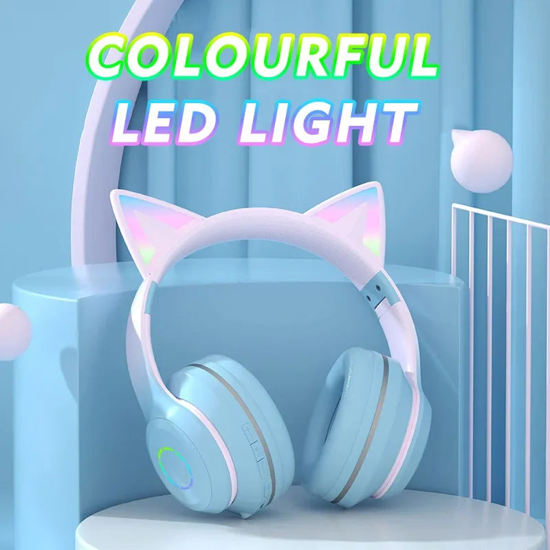 Cute Cat Bluetooth Light Headphones Wireless Bluetooth Earphone