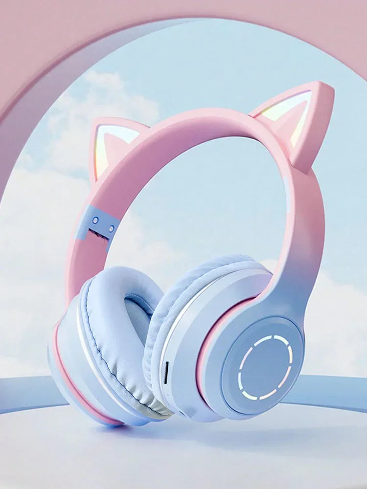 Cute Cat Bluetooth Light Headphones Wireless Bluetooth Earphone