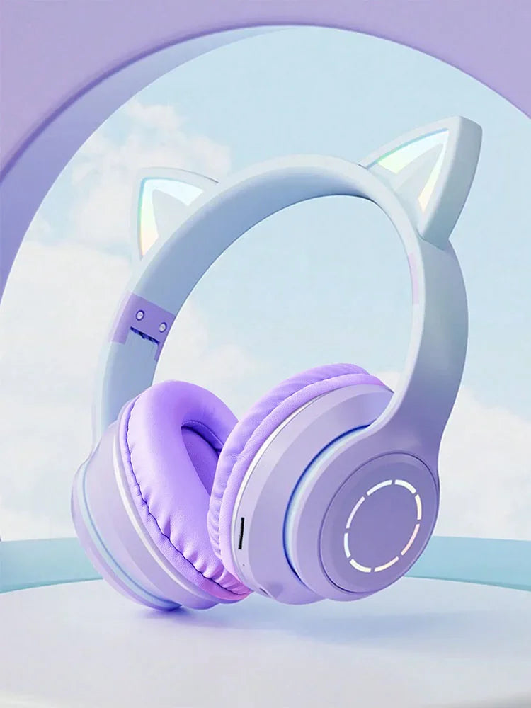 Cute Cat Bluetooth Light Headphones Wireless Bluetooth Earphone