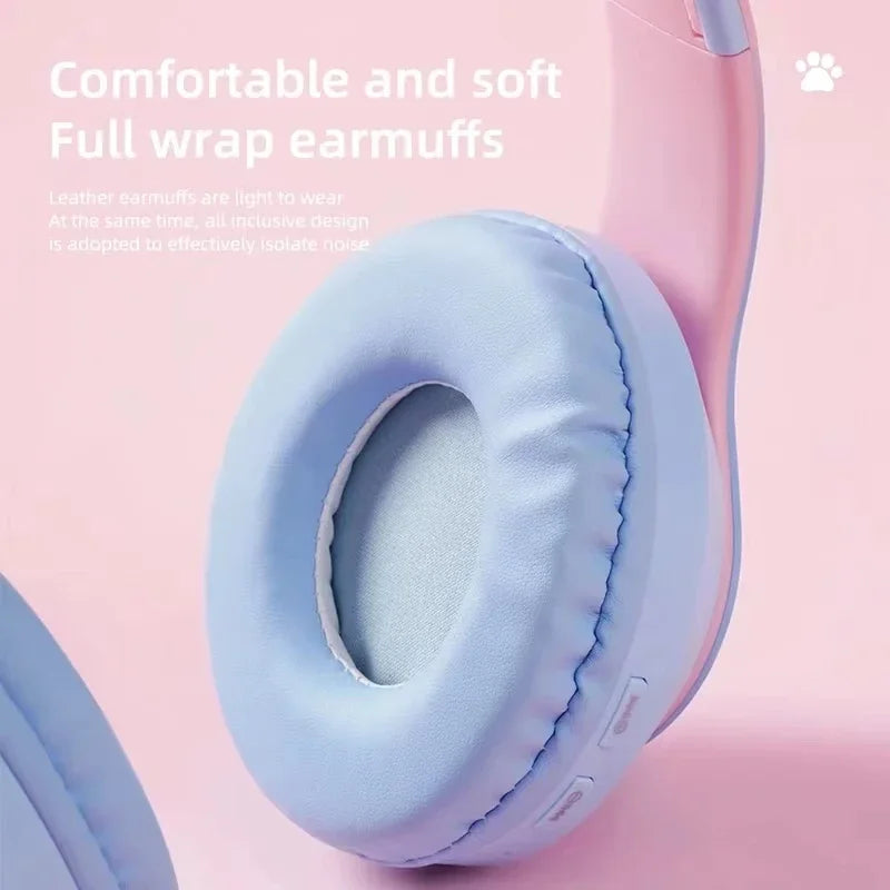 Cute Cat Bluetooth Light Headphones Wireless Bluetooth Earphone