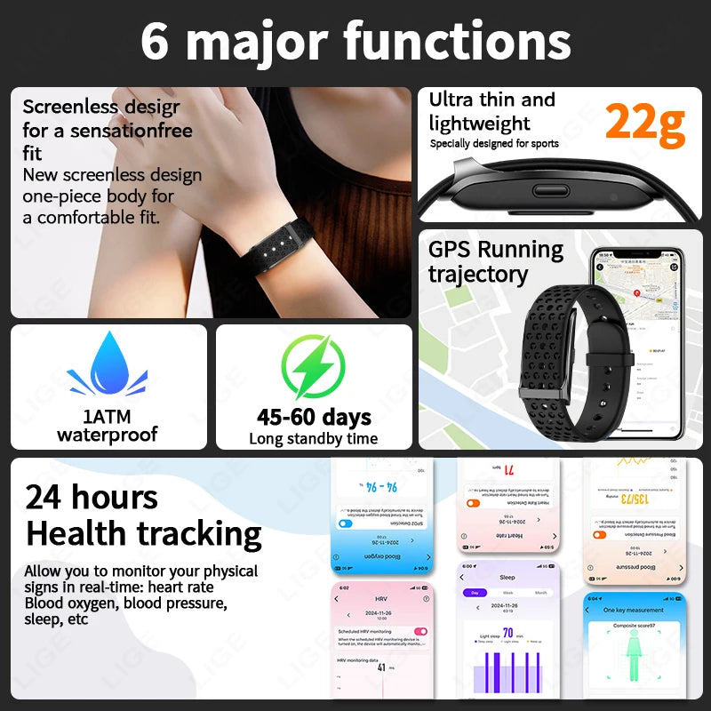 LIGE Smart Health Bracelet for Couples