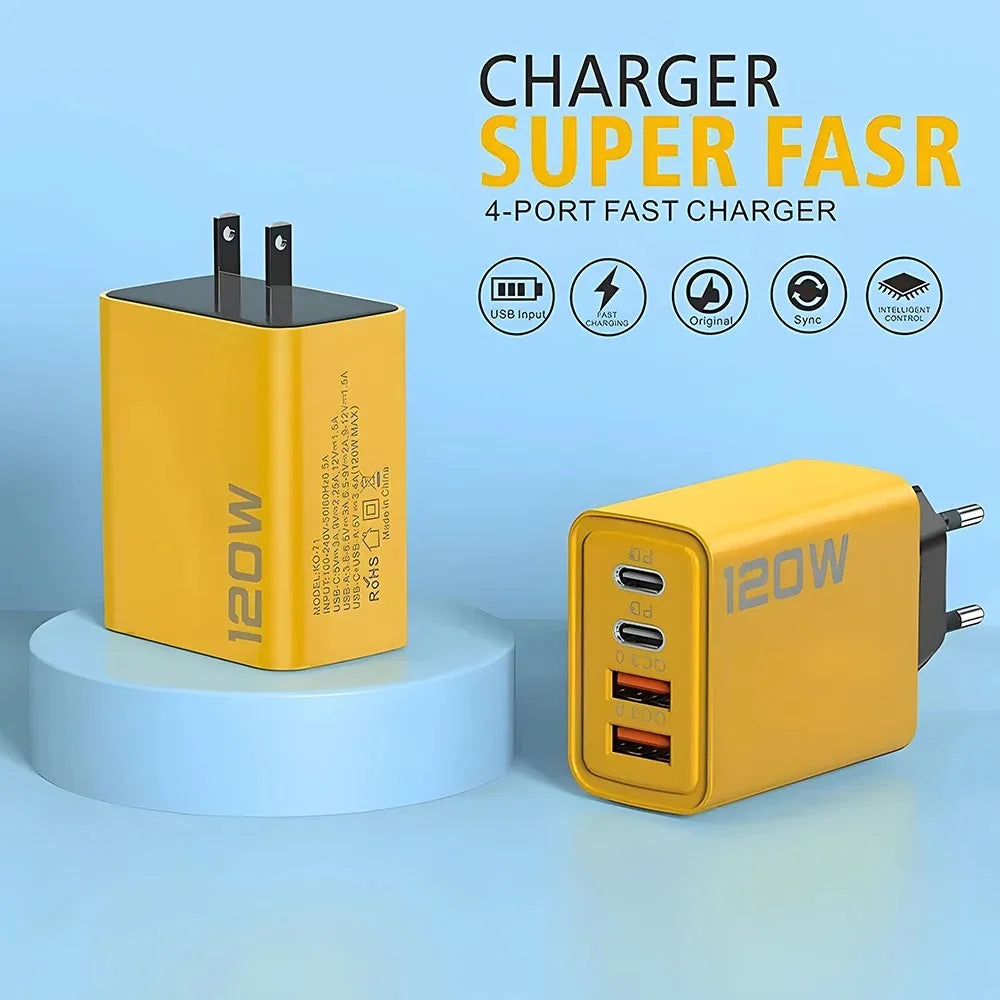 USB Type-C Charger 4 Ports – PD Fast Charging Adapter
