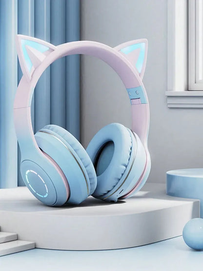 Cute Cat Bluetooth Light Headphones Wireless Bluetooth Earphone