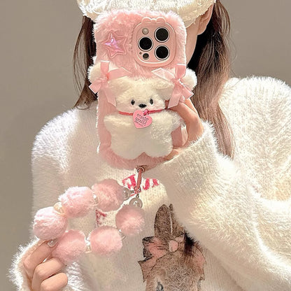 Pink Plush 3D Doll Case with Chain