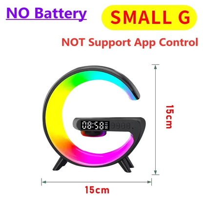 Multifunction Wireless Charger Stand Pad – RGB Light Alarm Clock Speaker,